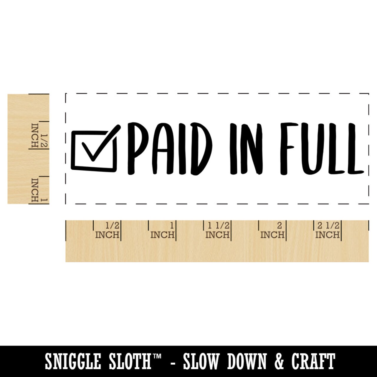 Paid in Full Checkmarked Box Invoice Self-Inking Rubber Stamp Ink Stamper for Business Office